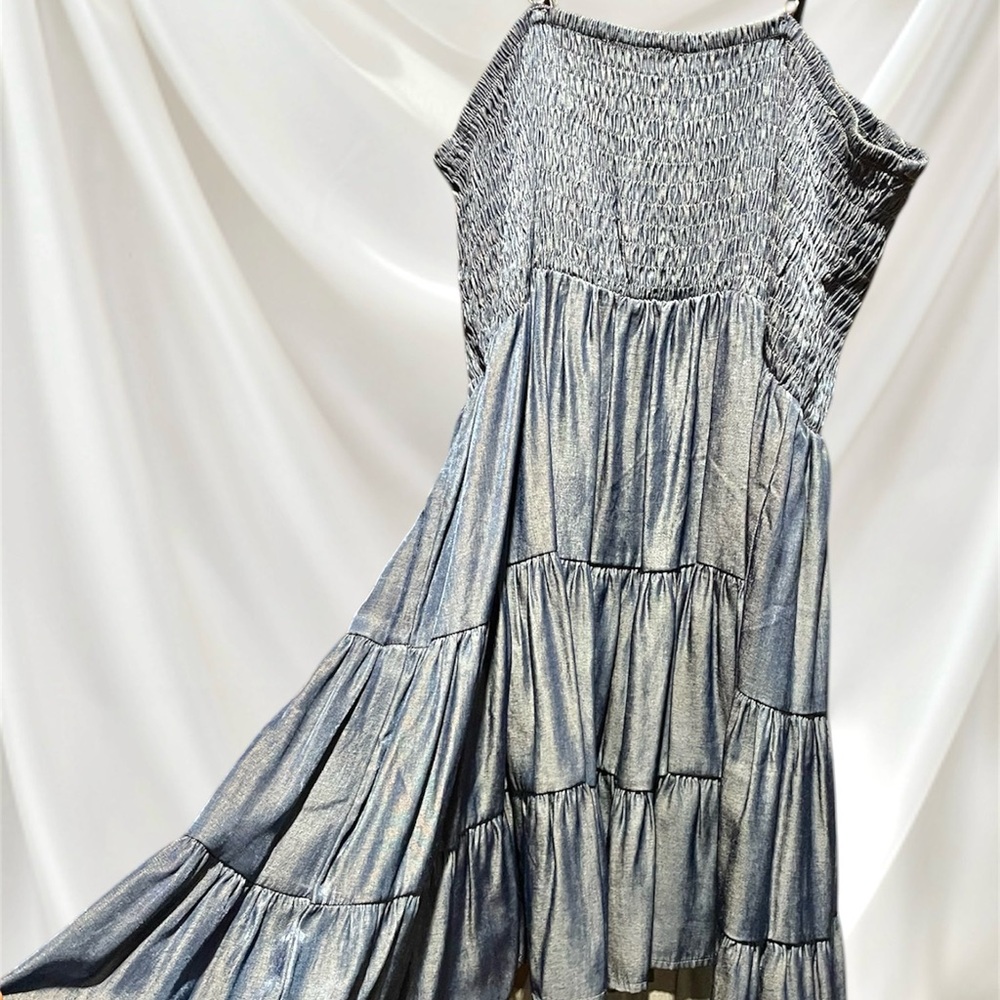 Shimmering Silver Tiered Dress